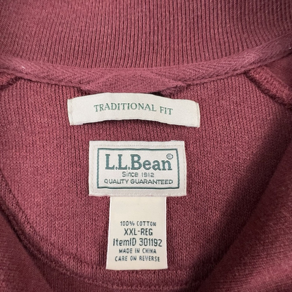 LL Bean Sweater Mens XXL Burgundy 1/4 Zip Knit Traditional Fit Pullover - Picture 4 of 7